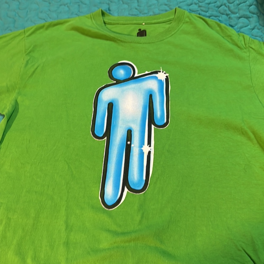Billie Eilish Blohsh Graphic Shirt Size M Blue Logo Lash Music BILLIEEILISH